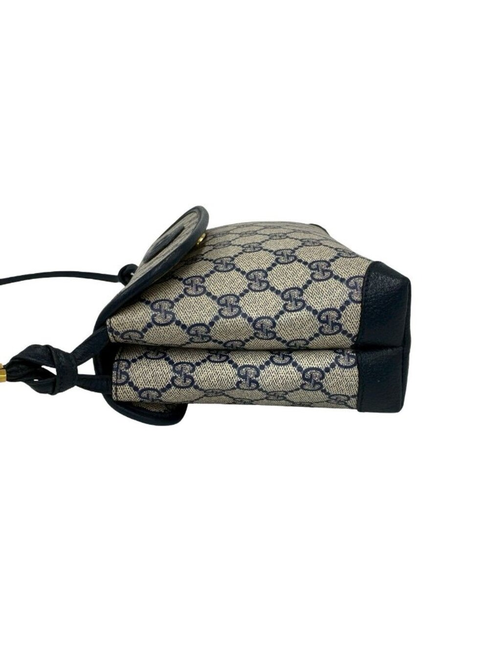 Gucci Vintage GG Logo Pattern Leather Mini Shoulder Bag Pochette Crossbody Navy - Picture 5 of 10